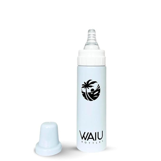 Waiu Insulated Stainless Steel Baby Bottle BPA-Free | Keeps Drinks Hot for 8 Hours, Cold for 24 Hours | 4 oz. (White)