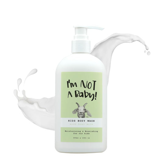 I'm NOT A Baby! Kids Body Wash– Dermatologist Tested, Allergen free, Cruelty-free, PETA, Gentle for Kids, Goat Milk, 10 Fl Oz