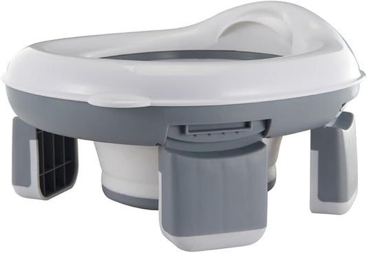 Kids Travel Potty | Foldable Car Potty | Potty Training Toilet w/Travel Bag & Potty Liners for Indoor and Outdoor (Gray)