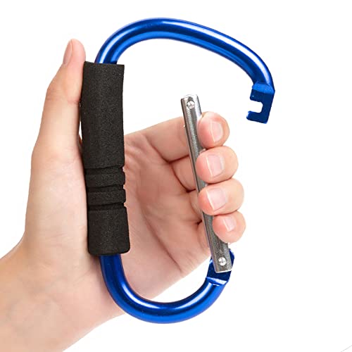 Funbliss Stroller Hooks by Baby，2 Pack Convenient Organizer Hook Bag Clips to Diaper Bags Clothing,Purses,Groceries,Great Hook Set for Mommy When Walking or Shopping Blue