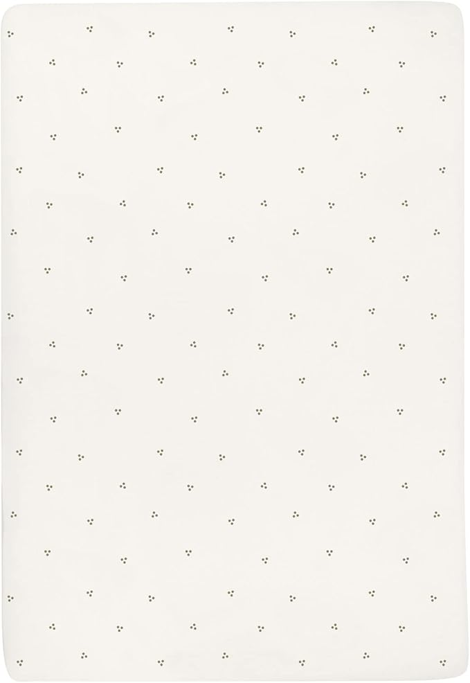 Ely's & Co. Patent Pending Waterproof Crib Sheets, 100% Cotton with Waterproof Lining - Built in Crib Mattress Protector, 2 Pack Fitted Toddler Sheet Set, Berry and Cluster Dot (Sage) 28” x 52”