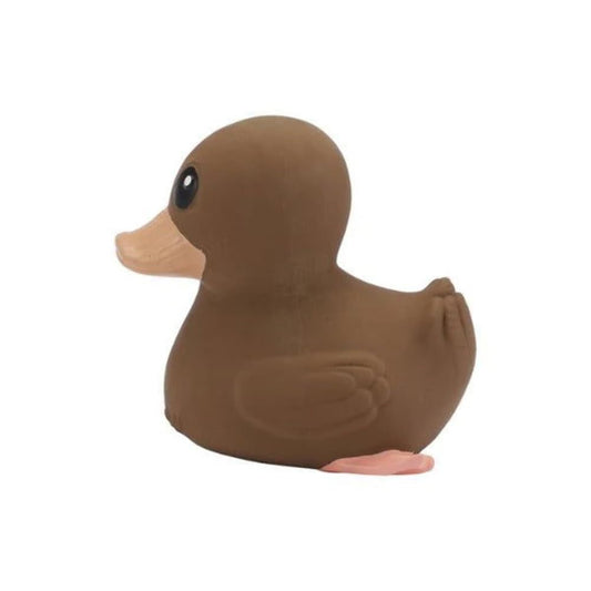 HEVEA Kawan Mini Rubber Duck - 100% Natural Rubber Baby Bath Toy - Eco Friendly, Perfect for Playing, Teething, and Bathing - Mold Free Bath Toys - Choco Latte