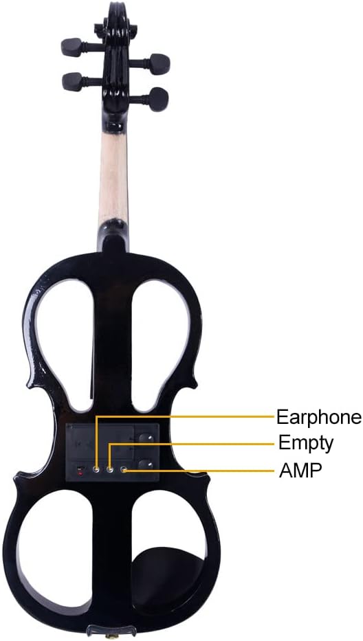 Electric Violin 4/4 Kit, Electric Violin 4/4 Full Size for Adults, Students,Beginner Violin Set with Case, Bow, Rosin, and Headphones,Black Violin