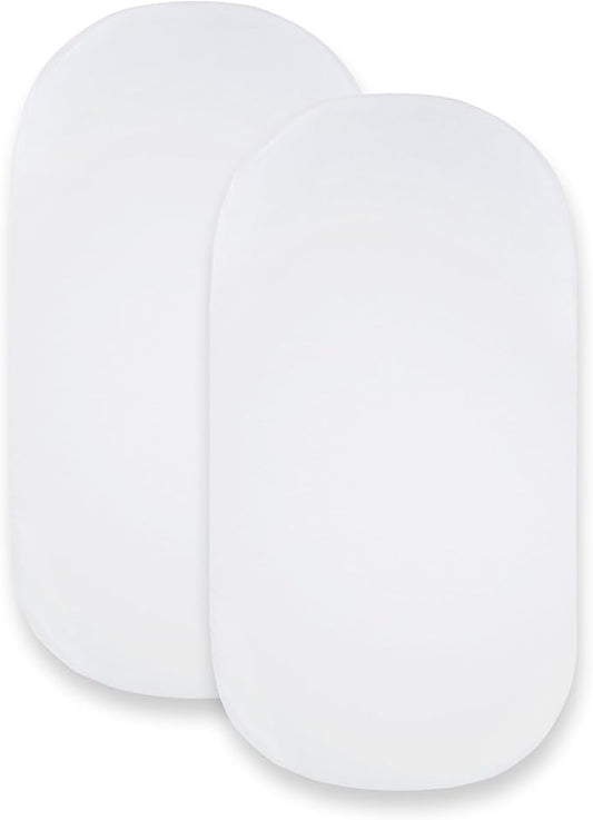 Bassinet Sheet, Infant Fitted BEESNUG Cover, 100% Organic Cotton, Soft Unisex Newborn Essentials for All Standard Oval or Rectangle Bassinet Bed Pads or Mattresses - 15 x 33 Inches