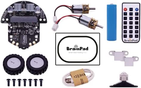 BrainPad Pulse with Robot Kit, a MakeCode STEM Microcomputer for Coding Robots, Games, & Circuits