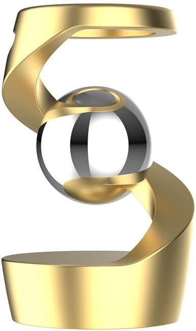 Aerospace Aluminum Adult Fidget Spinner: Optical Illusion Desk Toy, Gravity-Defying Metallic Shape, Stainless Steel Sphere, Stress Relief Kinetic Sculpture (Golden Silver)