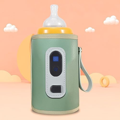 Pssopp Bottle Breast Milk Warmer, Portable Milk Bottle Warmer 5 Speeds Milk Heat Keeper Fast Baby Food Heater for Outdoor Car Travel (Green)