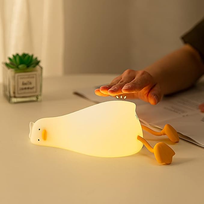 Cute Duck Lamp,Fun Lying Flat Duck/Chicken/Pig/Rabbit/Panda Night Light,LED Squishy Animal Novelty Lamp,Toddler Baby Night Light for Kids,Nursery Touch Kawaii Lamp Room/House Décor