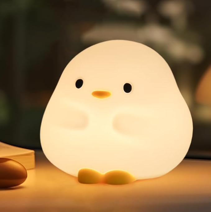 Cute Duck Night Light for Kids,Duck Squishy Lamp for Girls,Super Cute & Soft Touch Silicone Lamp for Bedrooms Nursery,Unique Kids Room Decor Gift Toy for Boys Girls Women(2 Levels)