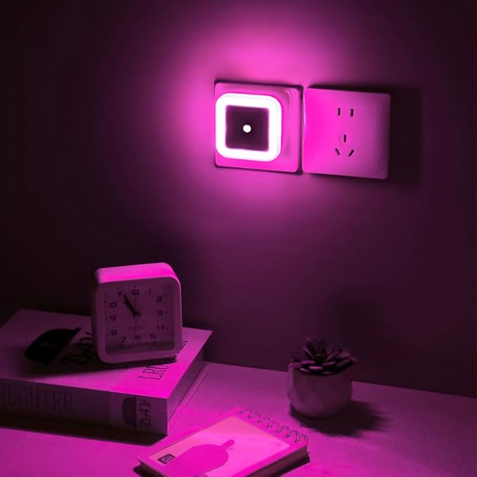 Night Lights Plug into Wall - 4-Pack Pink Nightlight Smart Dusk to Dawn Sensor Plug in LED Lighting, Safe Auto-On/Off Lamp for Kids Adults Home Living Room Kitchen Bedroom Bathroom Toilet Hallway