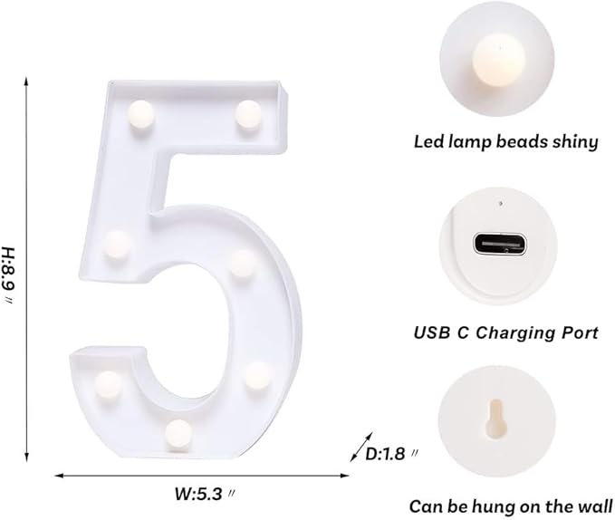 Foaky Rechargeable LED Letter Lights Sign Marquee Light Up Letters Sign for Night Light Wedding/Birthday Party Christmas Lamp Home Bar Decoration (5)