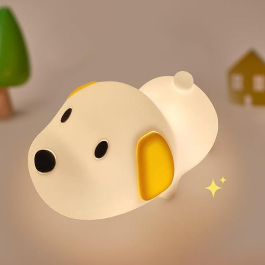 S NMT Cute Dog Silicone Night Light for Kids Room, 7 Colors Changing Nursery Sleeping Lamp, 3 Level Brightness Beside Table Lamp for Baby Room Gifts