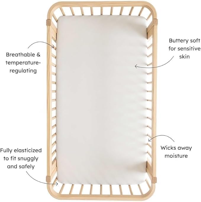 Kyte Baby Soft Crib Sheet - Standard Fitted Crib Sheet Made with Rayon from Bamboo, Ultra-Gentle and Breathable (Blush Butterfly)