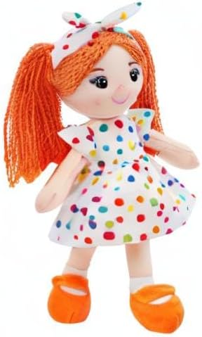 June Garden 23" Snuggle Cuties Bella - Soft Cuddly Plush Doll Gift for Girls - Huggable Rag Doll - Orange XL