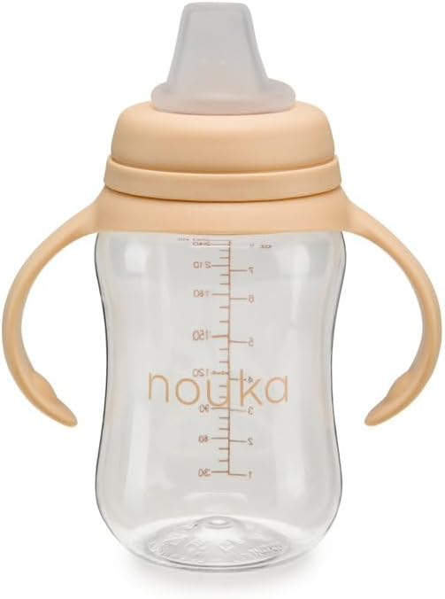 nouka Soft Spout Tritan Sippy Cup | Leak Proof and Easy Grip | Removable Handles | Sunrise