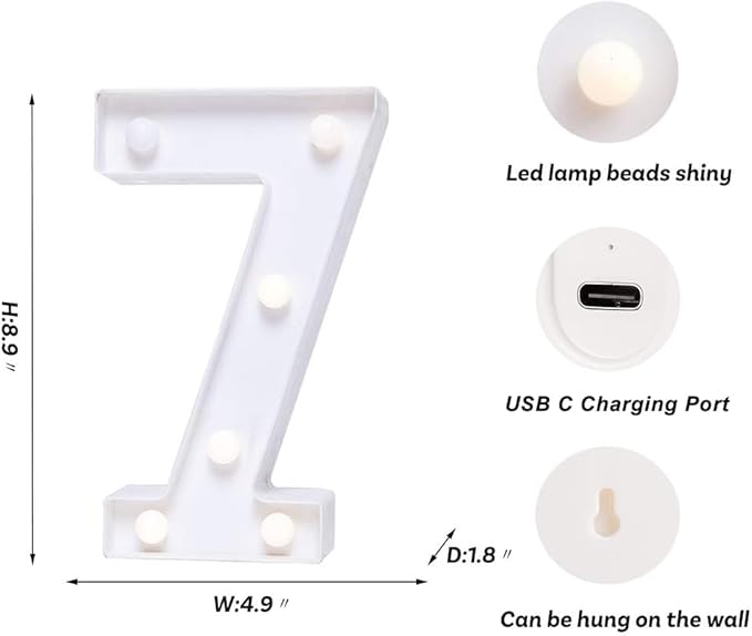 Foaky Rechargeable LED Letter Lights Sign Marquee Light Up Letters Sign for Night Light Wedding/Birthday Party Christmas Lamp Home Bar Decoration (7)