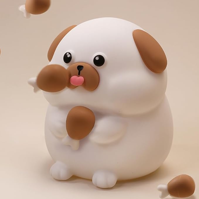 Greedy Dog Night Light for Kids, 3 Levels Dimmable Doggy Nursery Nightlight with Touch Color Change, Squishy Silicone Rechargeable Bedside Lamp for Children/Pregnant Mom/Elderly, Room Decor