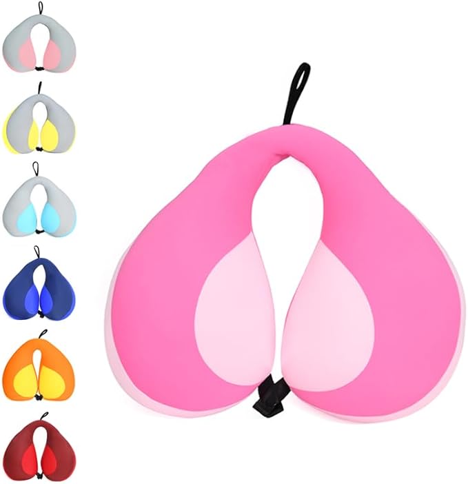 MOOB Kids Travel Pillow for Car Seat Kids Travel Neck Pillow U-Shape Car Seat Head Support Children Stroller Pillow Toddler Neck Pillow for Carseat Pink 3-12 Y/O