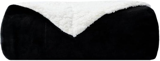 NANPIPER Fleece Blanket Sherpa Throw,Soft Fuzzy Blankets for Couch,Black 50"x60"