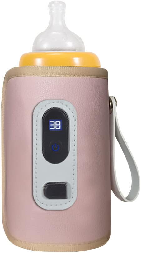Baby Bottle Warmer Portable Travel Baby Bottle Warmer for Car, 5-Speeds Temperature Adjustment Drink Warm Milk Bottle Insulation Cover with USB Cable