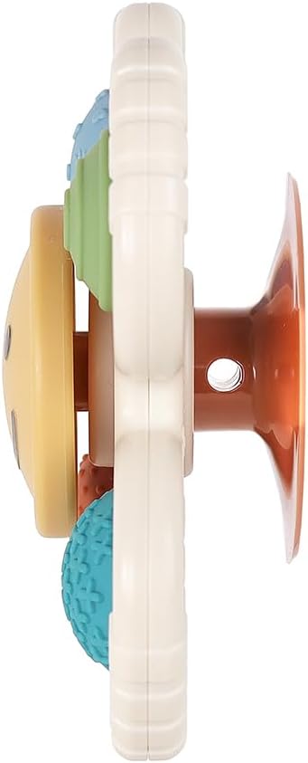 Itzy Ritzy Pop & Whirl – Fidget Spinner Travel & Bath Toy for Babies & Toddlers – Fidget w/Textured Silicone Poppers to Develop Fine Motor Skills – Sticks to Highchairs, Tables, Tubs More (Smile)