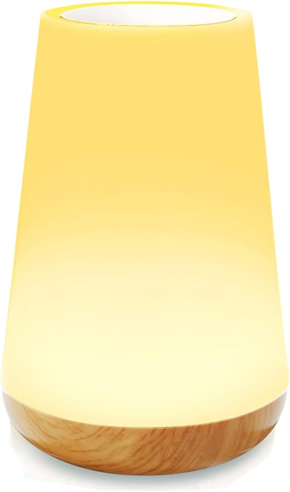 LED Night Light Touch Lamp Bedside Table Lamp for Kids Bedroom Rechargeable Dimmable with Remote Control Warm White Light RGB Color Changing