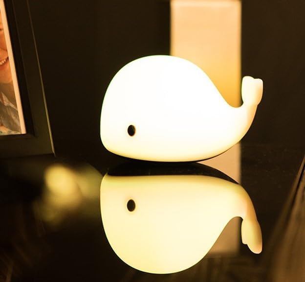 Cute Kids Night Light & Lamp - Portable Silicone Battery LED Nightlight for Kids Bedroom, Toddler, Baby - Nursery (Whale)
