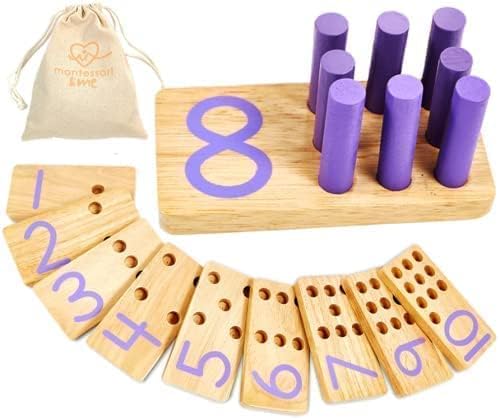 Counting Peg Board - Montessori Math and Numbers for Kids - Wooden Math Manipulatives Materials