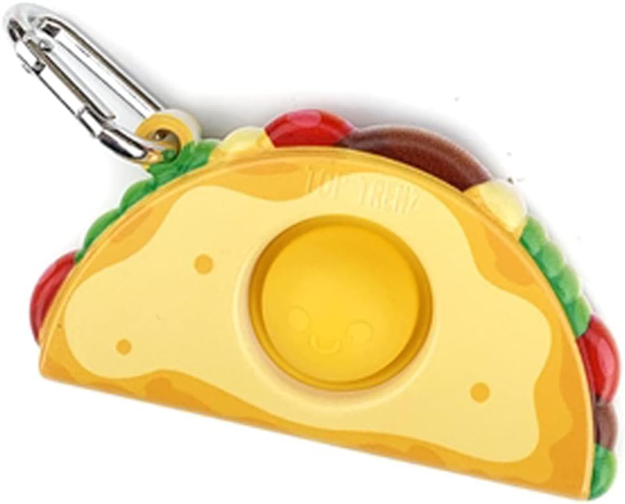 Top Trenz OMG Pop Fidgety Bubble Fidget Toy Stress Relief Anxiety Boredom Keychain (BFF - Taco)
