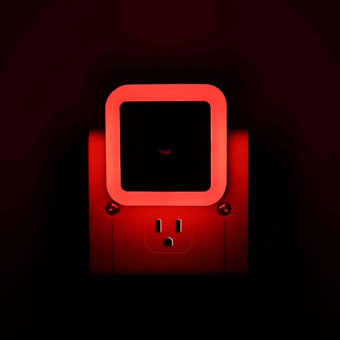 KINUR 6 Pack Red Night Light, LED Night Lights Plug into Wall with Dusk to Dawn sensors, Plug in Night Lights for Kids Room, Bedroom, Bathroom, Baby Nursery,Stair Lights, Hallway Light, Daylight
