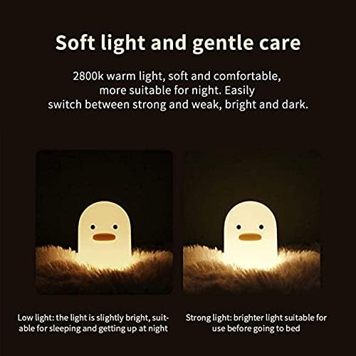 BFYCHYC Home Duck Night Light Cute Animal Silicone Nursery Rechargeable ABS+PC Table Bedside Lamp Timer Setting with Touch Sensor for Bedroom Breastfeeding Kid Home Decoration White HL-16