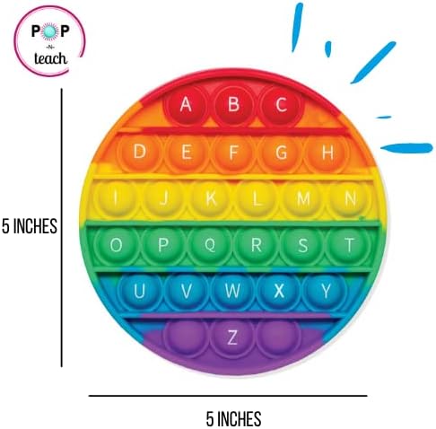 Alphabet Pop It Rainbow Fidget Toy with Letters - 1st Grade Classroom Must Haves- Round Bubble ABC Pop Its - Popits for Kids - Toddlers Poppers Sensory Learning Toy