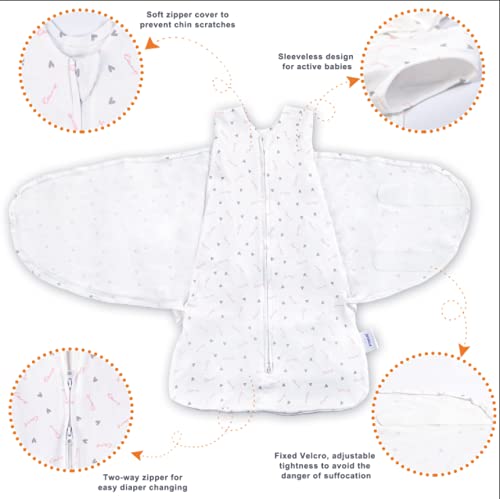 Swaddle-Blanket Baby Girl & Boy Swaddles Newborn Infant Transition 100% Cotton Wrap Blankets, 3-Way Adjustable Wearable Blanket, TOG 1.0 (Love, 3-6 Month)