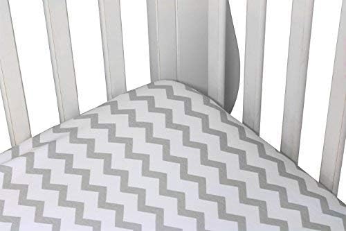 Ely's & Co. Patent Pending Waterproof Crib Sheet | Toddler Sheet, No Need for Mattress Pad Cover, 2 Pack Grey Chevron and Polka Dots, Unisex for Baby Boy and Baby Girl