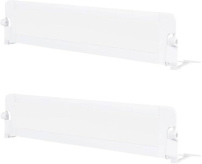 HONEY JOY Bed Rail for Toddlers, Extra Long, Foldable Portable Swing Down Safety Bed Guard Rail, Toddler Bed Rails for Crib, King Queen Full Twin Size Bed Mattress (White, 2 Pack, 71 Inch)