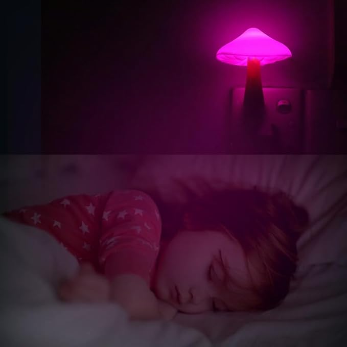 AUSAYE 5Pack Sensor LED Night Light Plug in Lamp 7 Color Changing Mushroom Light Cute Night Lights for Adults Kids NightLight Bedroom,Bathroom,Toilet,Hallway,Stairs,Kitchen,Basement