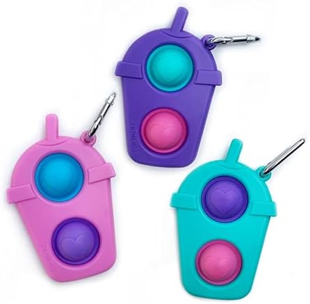 TOP TRENZ OMG Pop Fidgety Bubble Fidget Toy Stress Relief Anxiety Boredom Keychain (Frappuccino)
