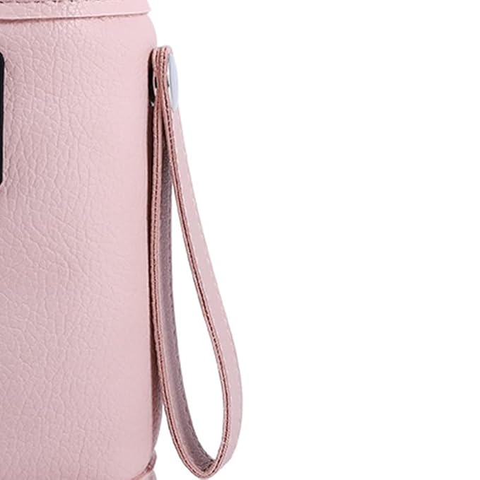 Plplaaoo USB Baby Bottle Warmer Portable Milk Heater, Fast Heating Baby Bottle Warmer with 3-Speed Temperature Adjustment, Insulated USB-Powered Bottle Warmer for Infants, Compact Design (Pink)