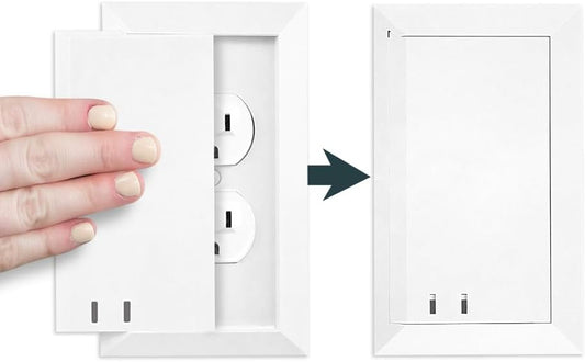 Child Resistant Outlet Cover (2-pack | White) | Duplex Standard Wall Plate | Sliding Door that Locks | Safe & Stylish | Patented Design | Made in the USA | Quick & Easy Installation | Socket Shield