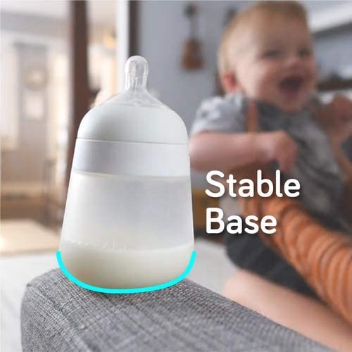 Nanobebe Flexy Silicone Baby Bottle, Anti-Colic, Natural Feel, Non-Collapsing Nipple, Non-Tip Stable Base, Easy to Clean 2-Pack, Sage, 9oz