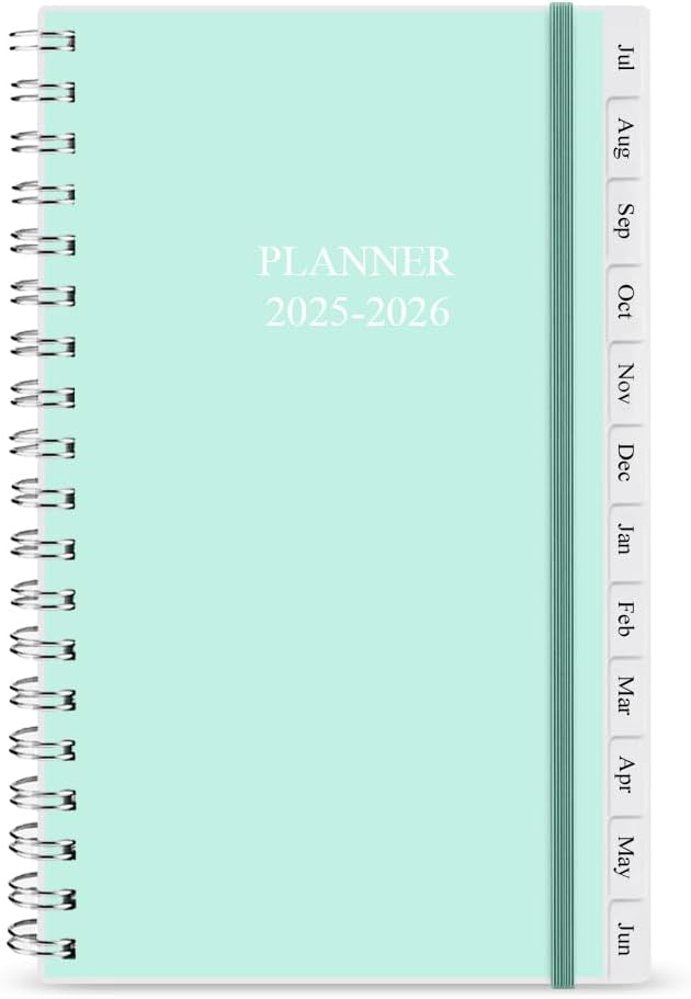 2025-2026 Pocket Planner, A6 Weekly Planner with Monthly Tabs, Run Jul 2025-Jun 2026, Elastic Closure, Twin-Wire Binding, Easy to Organize Your Daily Life, 3.75 x 6.75 In, Pocket Planners 2025 2026