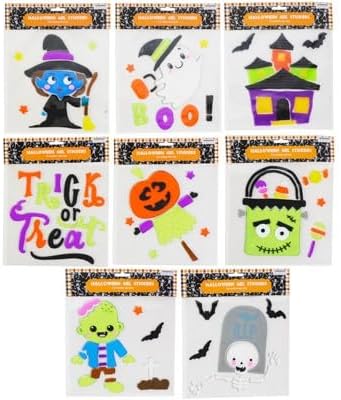 Fall Halloween Gel Sticker Window Clings Decoration Bundle with Ghost Bat Black Cat