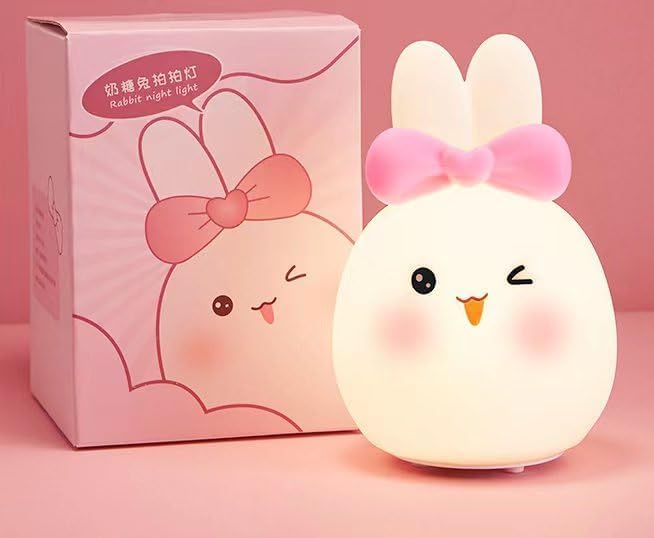 Cute Kids Night Light Night Lamp Night Lights for Kids Bedroom Toddler Baby Portable Silicone Battery Led Nightlight Nursery (Sweet Cat)