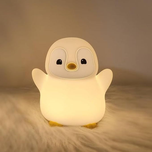 Novelty Soft Penguin Silicone Night Light for Kids Room, Rechargeable Nursery Sleeping Nightlights, 2 Level Lighting Mode Table Lamp for Breastfeeding Toddler Decoration Kids Gifts