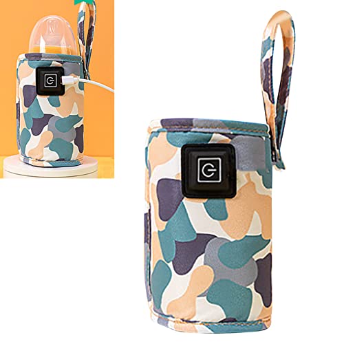 USB Milk Bottle Warmer Bag, Adjustable Temperature 40℃-60℃ with USB Port for Night Feeding Travel Home Use Compatible with Most Bottles‌ 5V 2A (White)