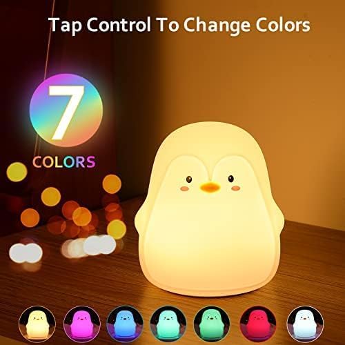 ZKLiLi Cute Penguin Night Light, Penguin Lights for Boys Girls Christmas Gifts Nightlight Kids Teens Room Decor, Silicone Animal Night Lamp