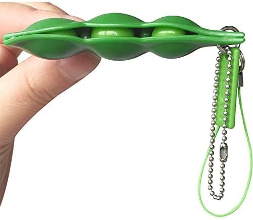 12PCS Squeeze Bean Keychain Fidget Toys for Skin Picking, Pea Pod Sensory Fidget Toys,Peanut Poppers Fidget Toy,Stress Relief Toys,Party Favors