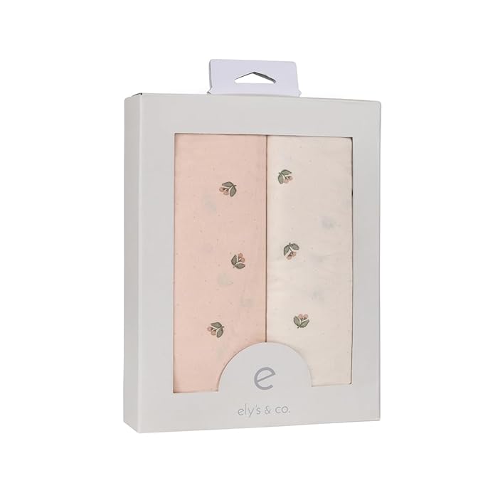 Ely’s & Co. Bassinet Sheets, Baby Girl Fitted Bassinet Mattress Sheet Set - 2 Pack, 100% Jersey Knit Cotton, fits Oval, Hourglass and Rectangle Mattress, Pink Vintage Floral Collection, 32”x16”x3”