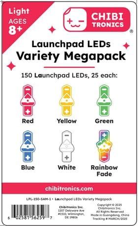 Launchpad LEDs Variety Pack (6 Colors) - Megapack - Red,Yellow,Green,Blue,White and Rainbow Fade (Mixed, 150 Pack)