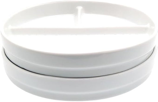 Elk and Friends Kids 6.7” Porcelain White Plates | Divided Plates | Suitable for Kids/Toddlers | Microwave & Dishwasher Safe | Non Slip | Snack Dishes | 2 Pack